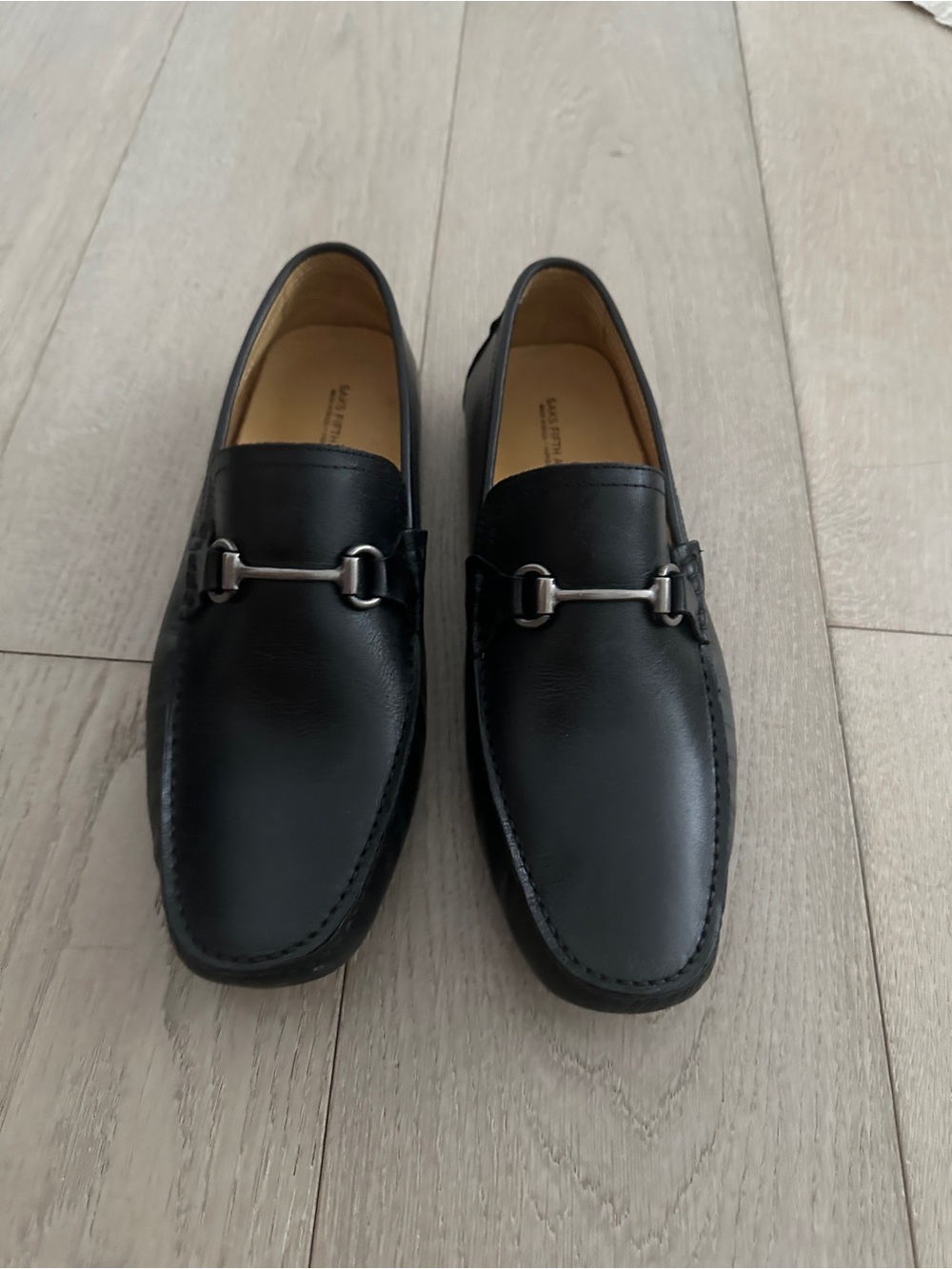 Saks Fifth Avenue Black Leather Bit Loafers